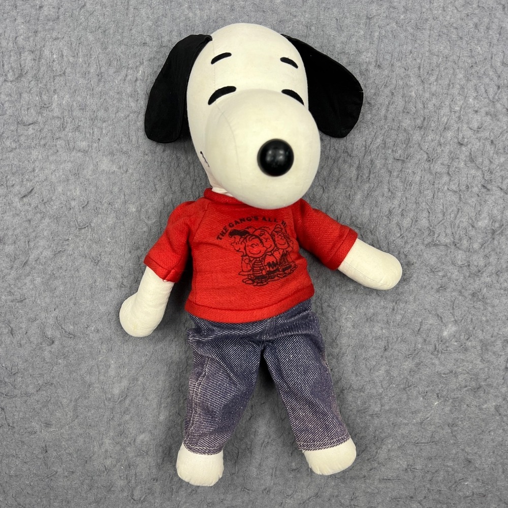 Vintage Peanuts Snoopy Plush‎ Rare 60s 1966 Original Tag Red Shirt Jeans 15" Dog